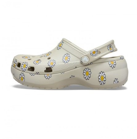 Клоги CROCS Classic Platform Floral Clog бежевый 212668-1WY