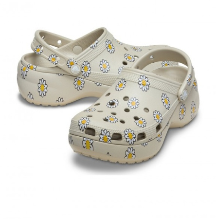 Клоги CROCS Classic Platform Floral Clog бежевый 212668-1WY