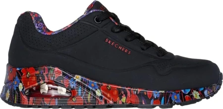 Кроссовки женские Skechers Uno - Majestic Garden черный 155583-BKMT